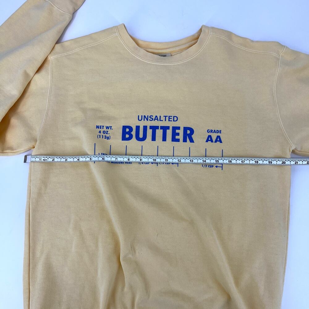 Comfort Colors "Unsalted Butter" Yellow Sweatshirt Cotton Blend Size M Preowned - Picture 6 of 7